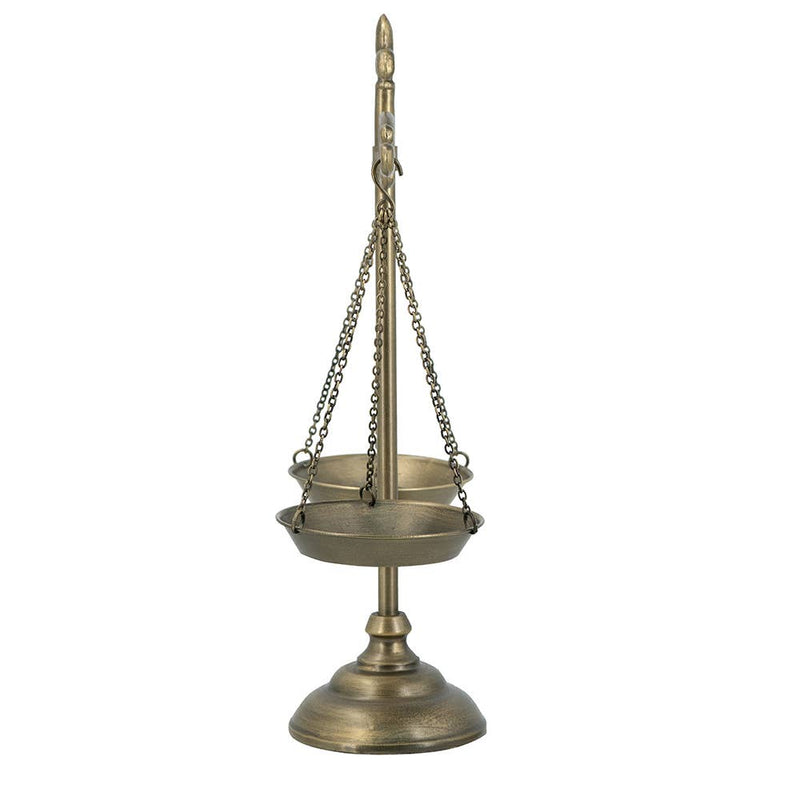 14x5x17.5" Bronze Iron Balance Scales w/ Ornate Scrollwork