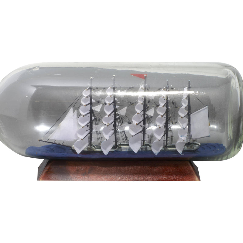 A-71642: GLASS SHIP IN A BOTTLE 13"W, 5"H