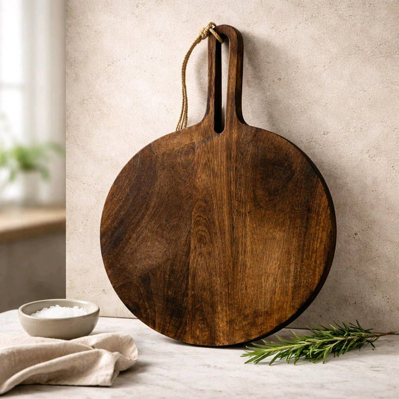 Dark Wood Round Chopping Board 20x15x0.5in