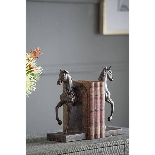 S/2 5x3.7x10.6" Trotting Horse Bookends