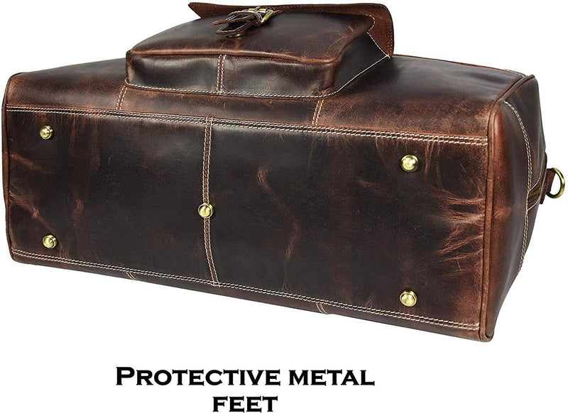Tuzech Large Duffel Luggage leather Travel Bag Duffel bag Gym Bag Airplane cabin Approved Carry On Overnight Leather Weekender Mens Duffle Bag For Men and Women 20 Inch