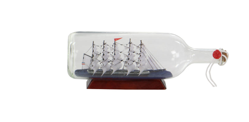 A-71642: GLASS SHIP IN A BOTTLE 13"W, 5"H
