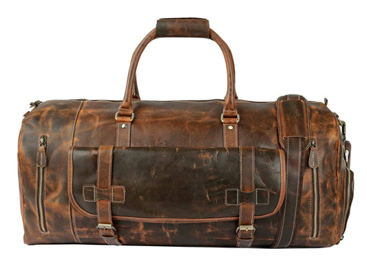 Tuzech Large leather Travel Bag Duffel bag Gym sports flight cabin bag Leather Holdall Overnight Weekend Large luggage bag