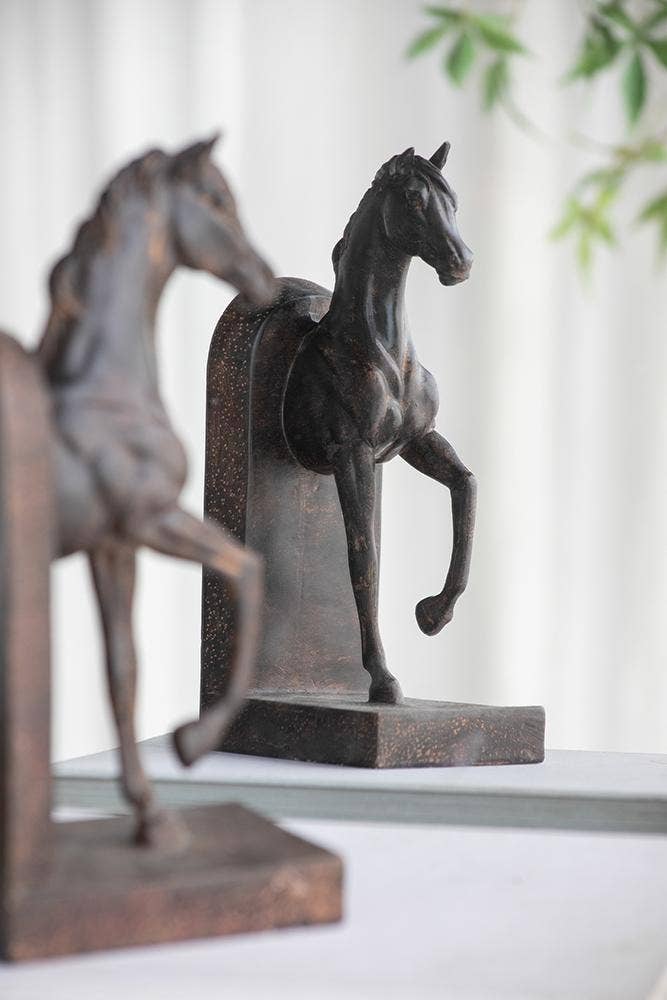 S/2 5x3.7x10.6" Trotting Horse Bookends