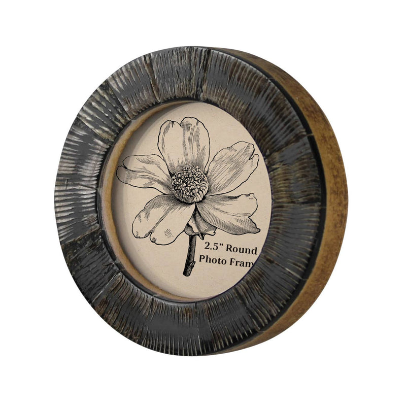 Picture Frame - Round, Chagrin Horn 2.5”