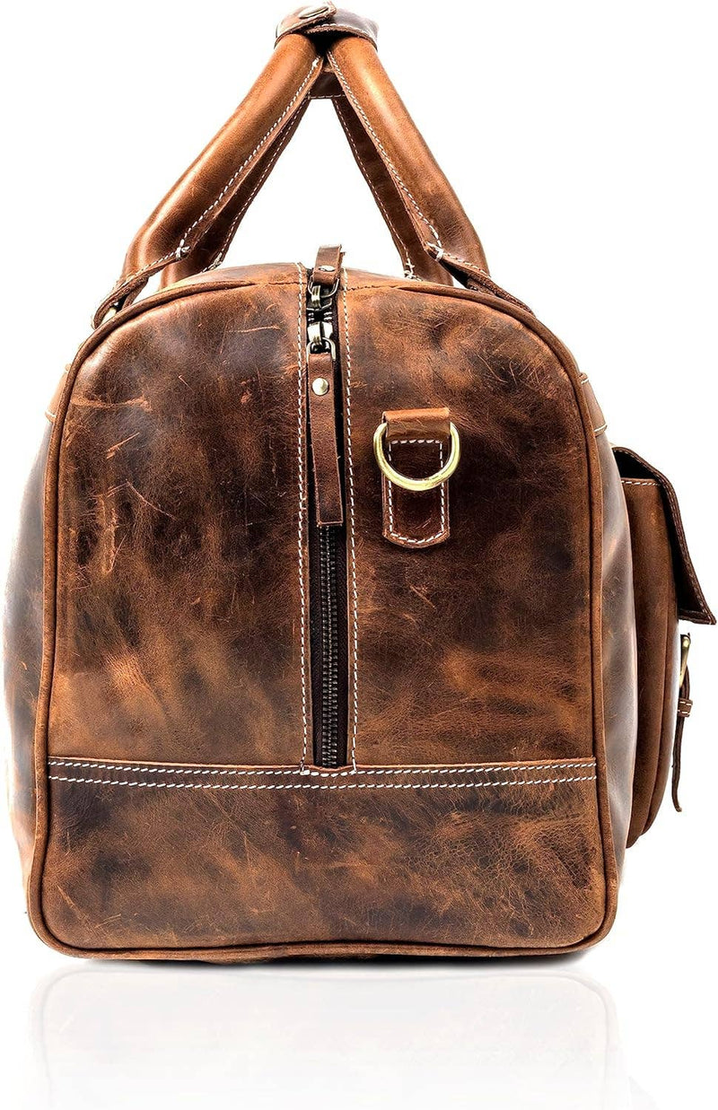 Tuzech Large Duffel Luggage leather Travel Bag Duffel bag Gym Bag Airplane cabin Approved Carry On Overnight Leather Weekender Mens Duffle Bag For Men and Women 20 Inch