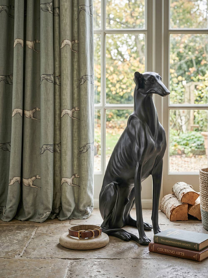 8x14x28.5" Sit Greyhound Statue - Black