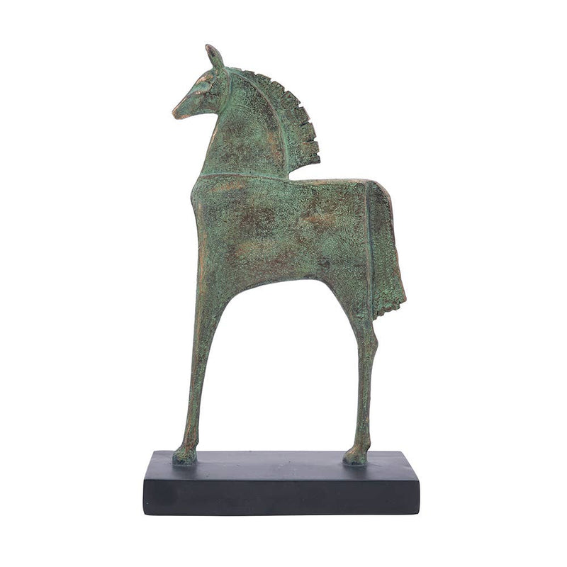 8.5x4x14" Horse Sculpture On Stand - Green/Bronze