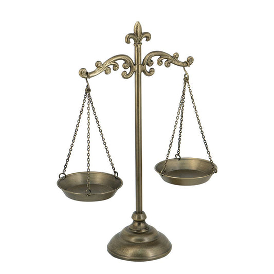 14x5x17.5" Bronze Iron Balance Scales w/ Ornate Scrollwork