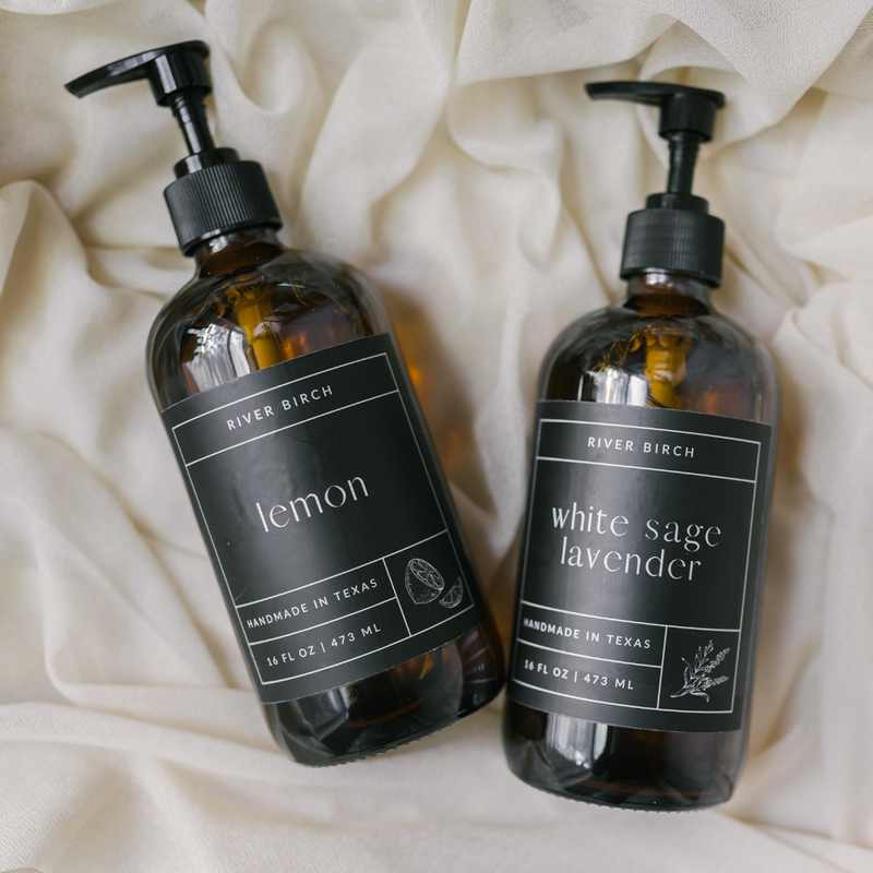 White Sage Lavender- 16 oz Amber Glass - Handmade -Hand Soap