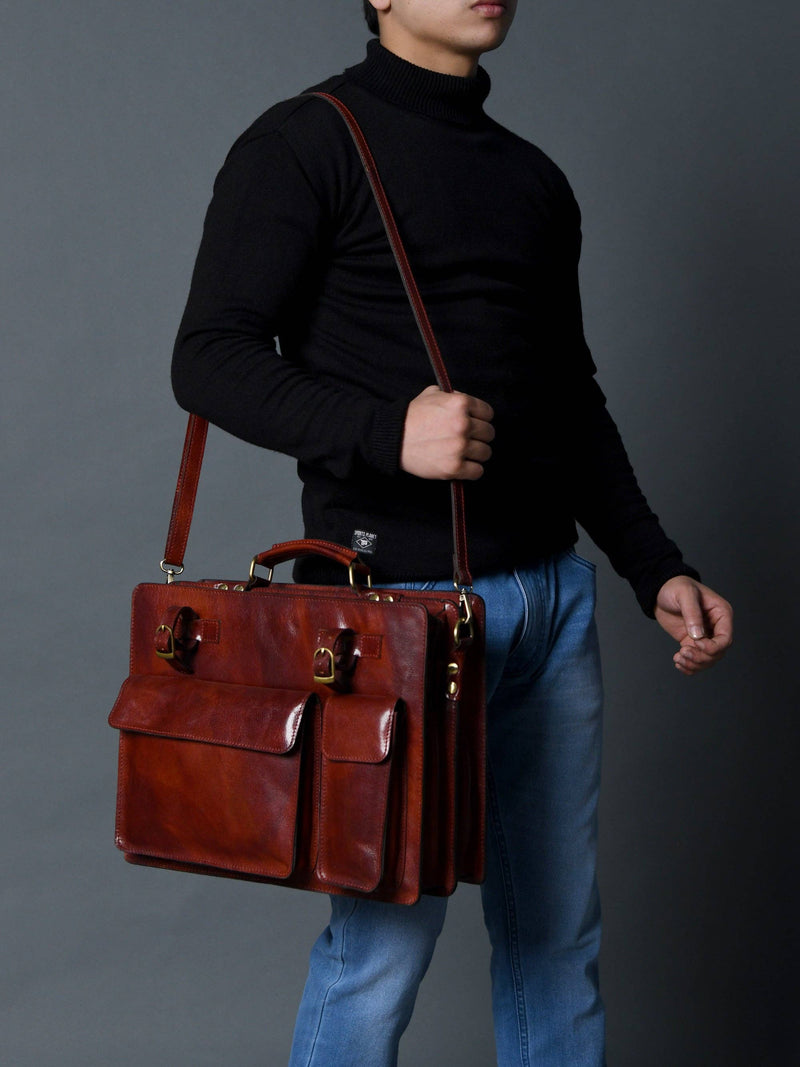 Tuscany Italian Leather Briefcase, Tan