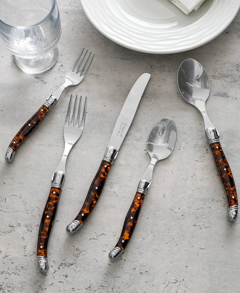 Laguiole Connoisseur 20pc 18/10 SS Tortoise Flatware Set