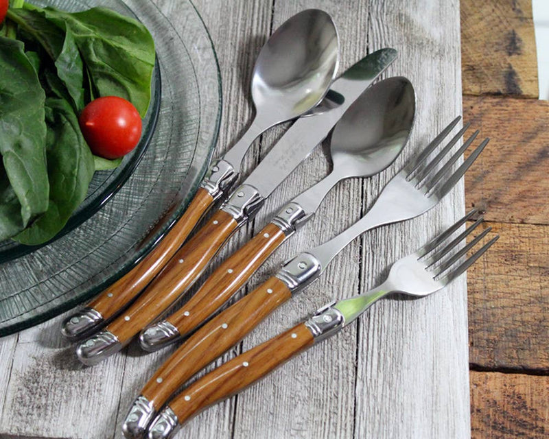 Laguiole 20pc Flatware Set, Wood Grain