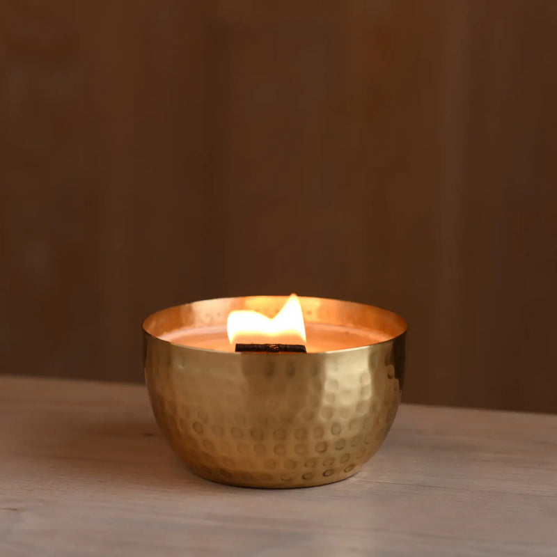 Leather & Bergamot  l  Solid Brass 14oz Pure Soy Candle