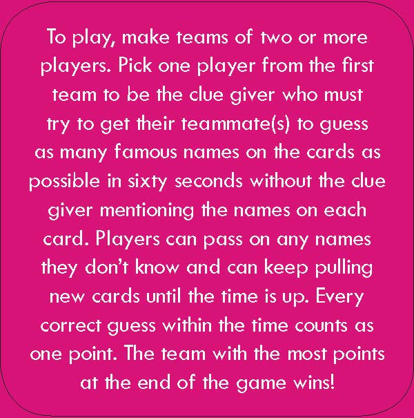 After Dinner Amusements: Guess That Name!