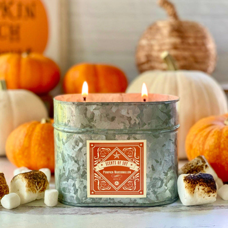 Pumpkin Marshmallow Oval Tin Soy Candle