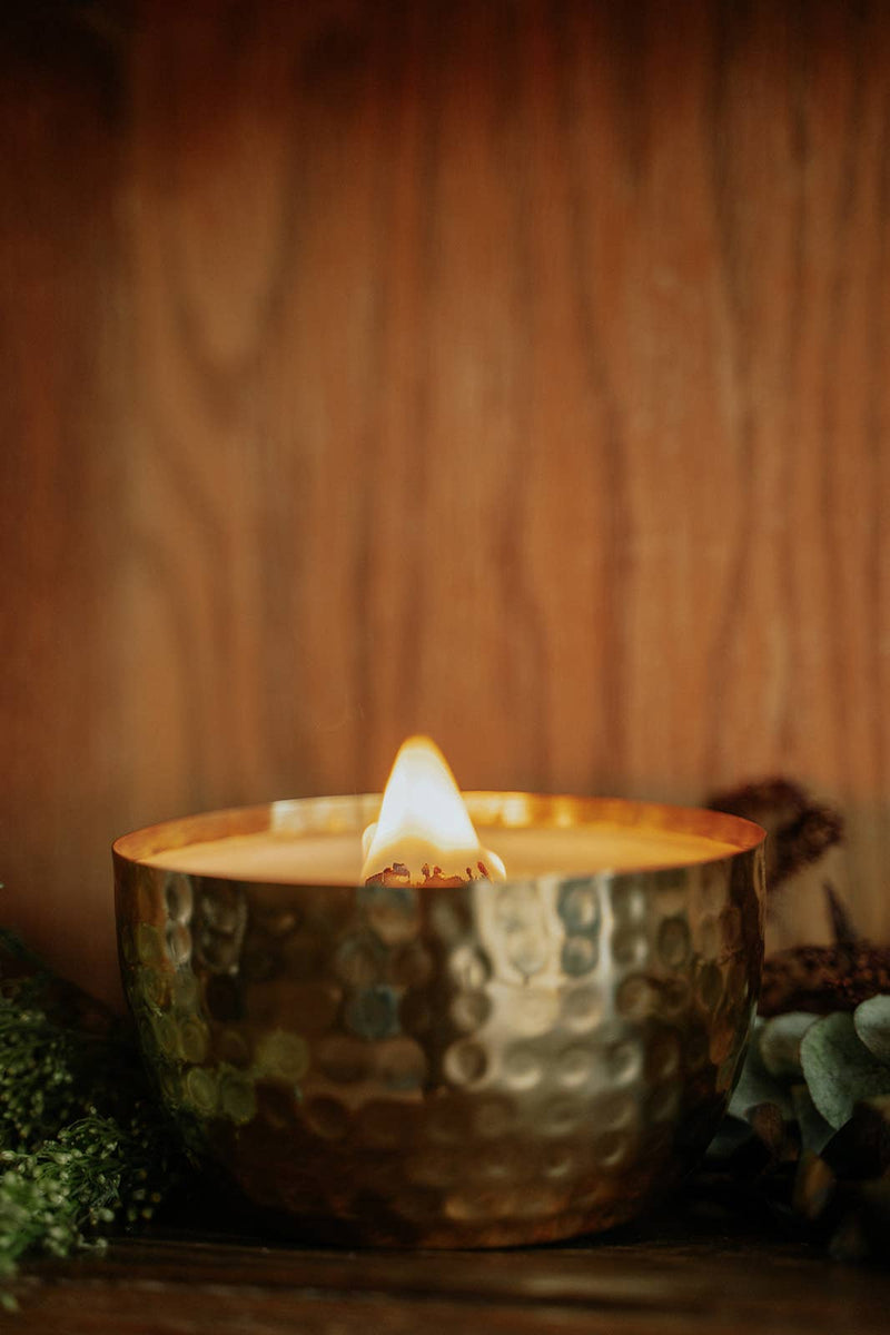 CashmereVanilla & WarmAmber|Solid Brass 14oz Pure Soy Candle