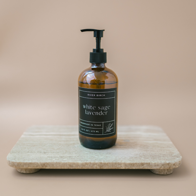 White Sage Lavender- 16 oz Amber Glass - Handmade -Hand Soap