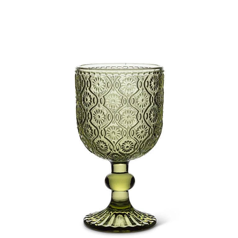 Daisy White Wine Glass-Olive-5.5"H(10oz)