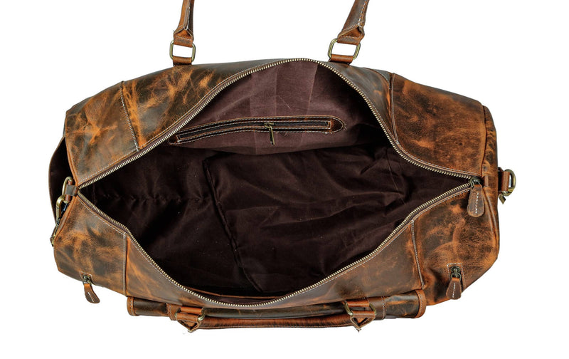 Tuzech Large leather Travel Bag Duffel bag Gym sports flight cabin bag Leather Holdall Overnight Weekend Large luggage bag
