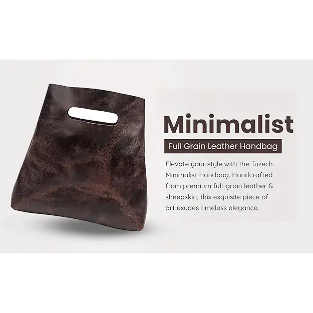 Minimalist Handmade Handbag | Full Grain Leather Grocery Bag