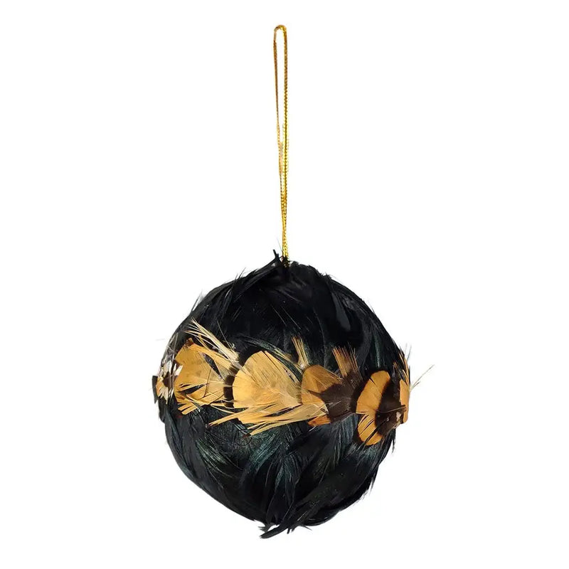 Natural Bronze Feather Ornament 3" Ball Natural