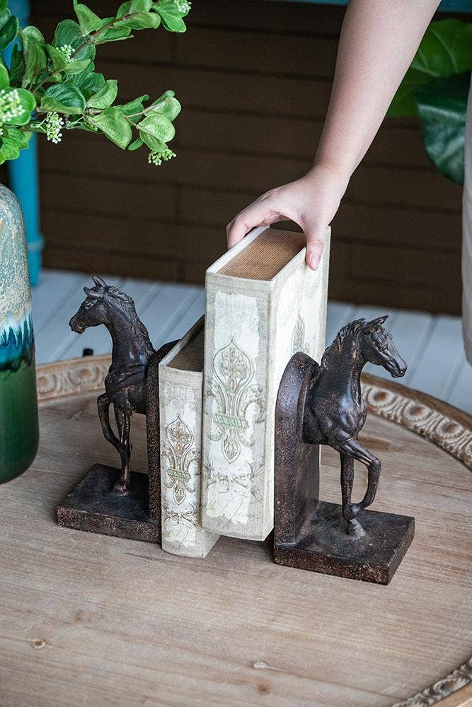 S/2 5x3.7x10.6" Trotting Horse Bookends