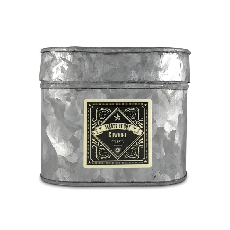 Cowgirl Galvanized Oval Tin Soy Candle