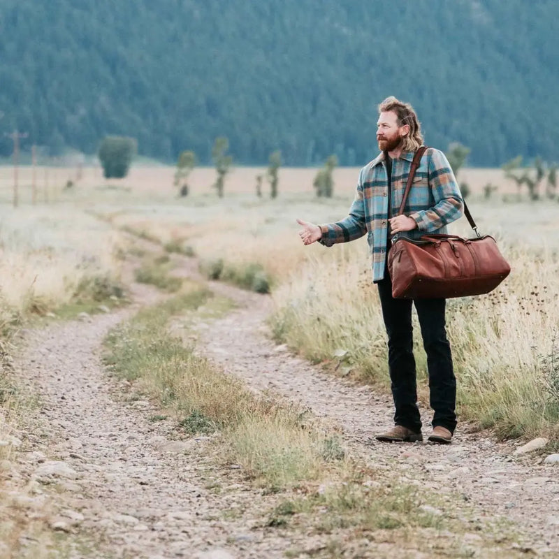 Handmade 24" Inch Leather Duffle Travel Weekender Bag