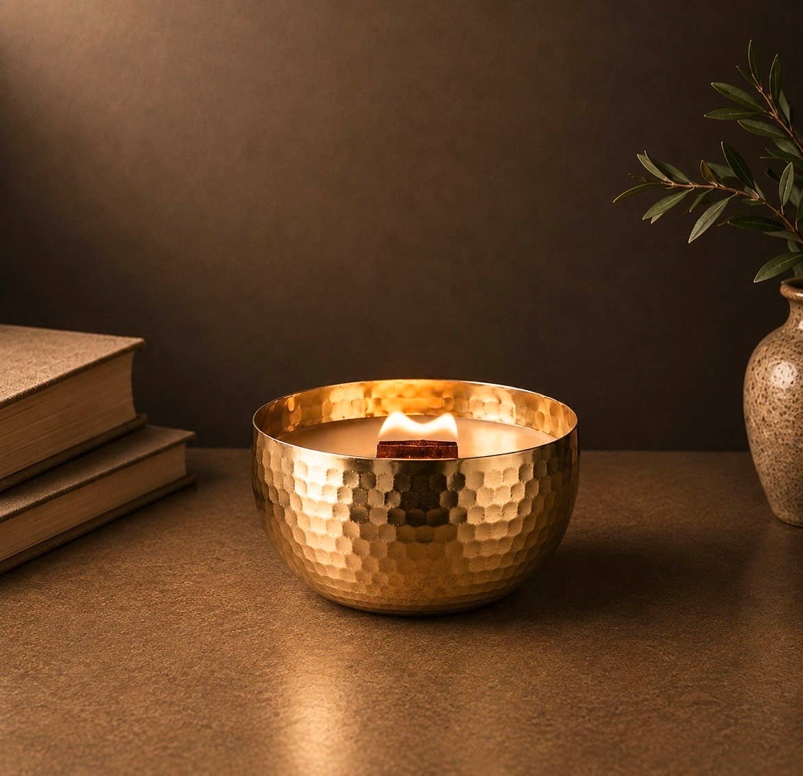 CashmereVanilla & WarmAmber|Solid Brass 14oz Pure Soy Candle