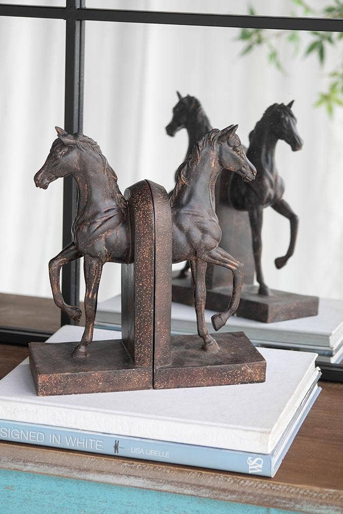 S/2 5x3.7x10.6" Trotting Horse Bookends