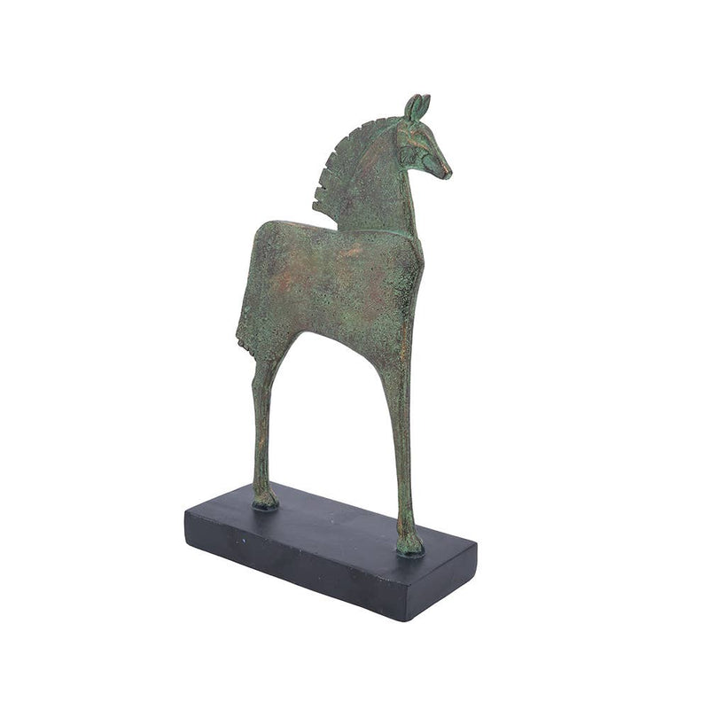 8.5x4x14" Horse Sculpture On Stand - Green/Bronze