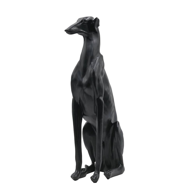 8x14x28.5" Sit Greyhound Statue - Black