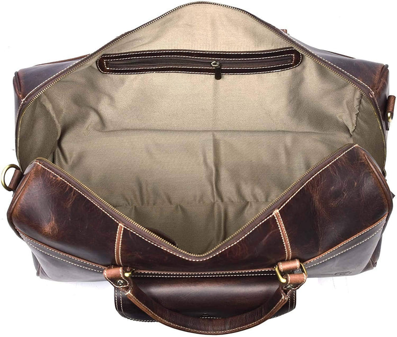 Tuzech Large Duffel Luggage leather Travel Bag Duffel bag Gym Bag Airplane cabin Approved Carry On Overnight Leather Weekender Mens Duffle Bag For Men and Women 20 Inch
