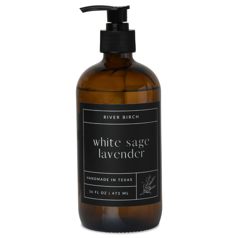 White Sage Lavender- 16 oz Amber Glass - Handmade -Hand Soap