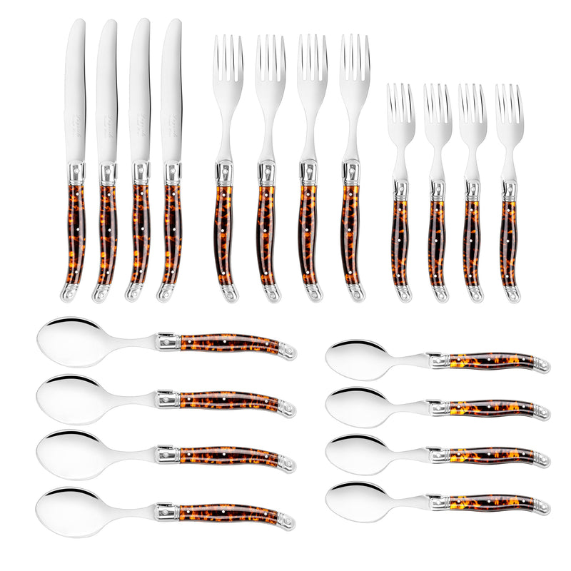 Laguiole Connoisseur 20pc 18/10 SS Tortoise Flatware Set