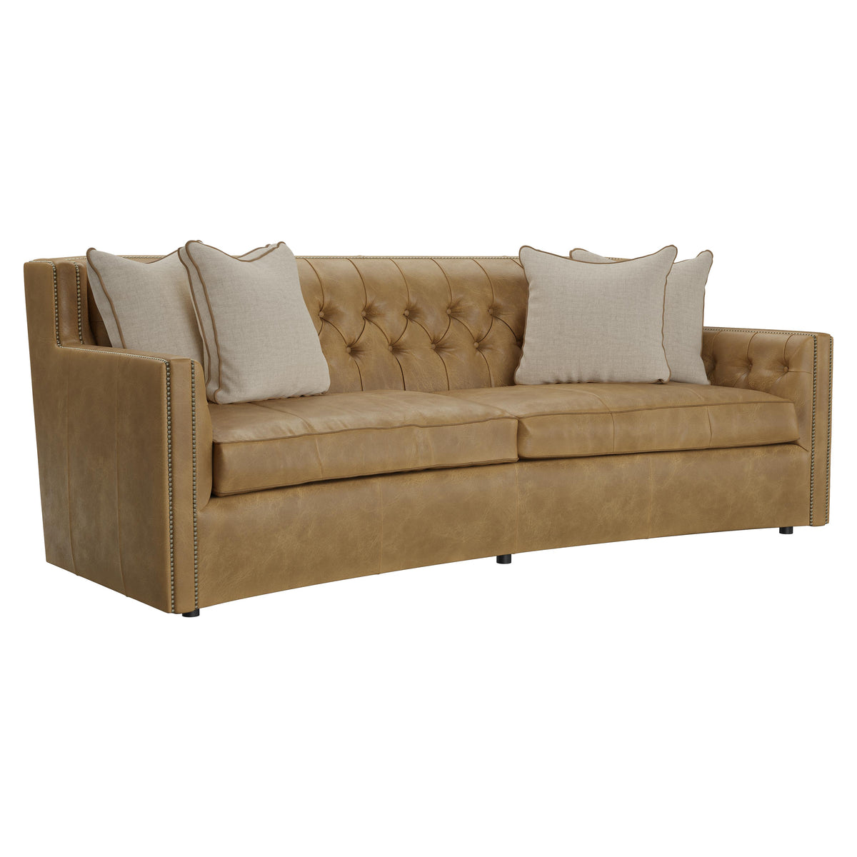 Bernhardt: Candace Leather Curved Sofa