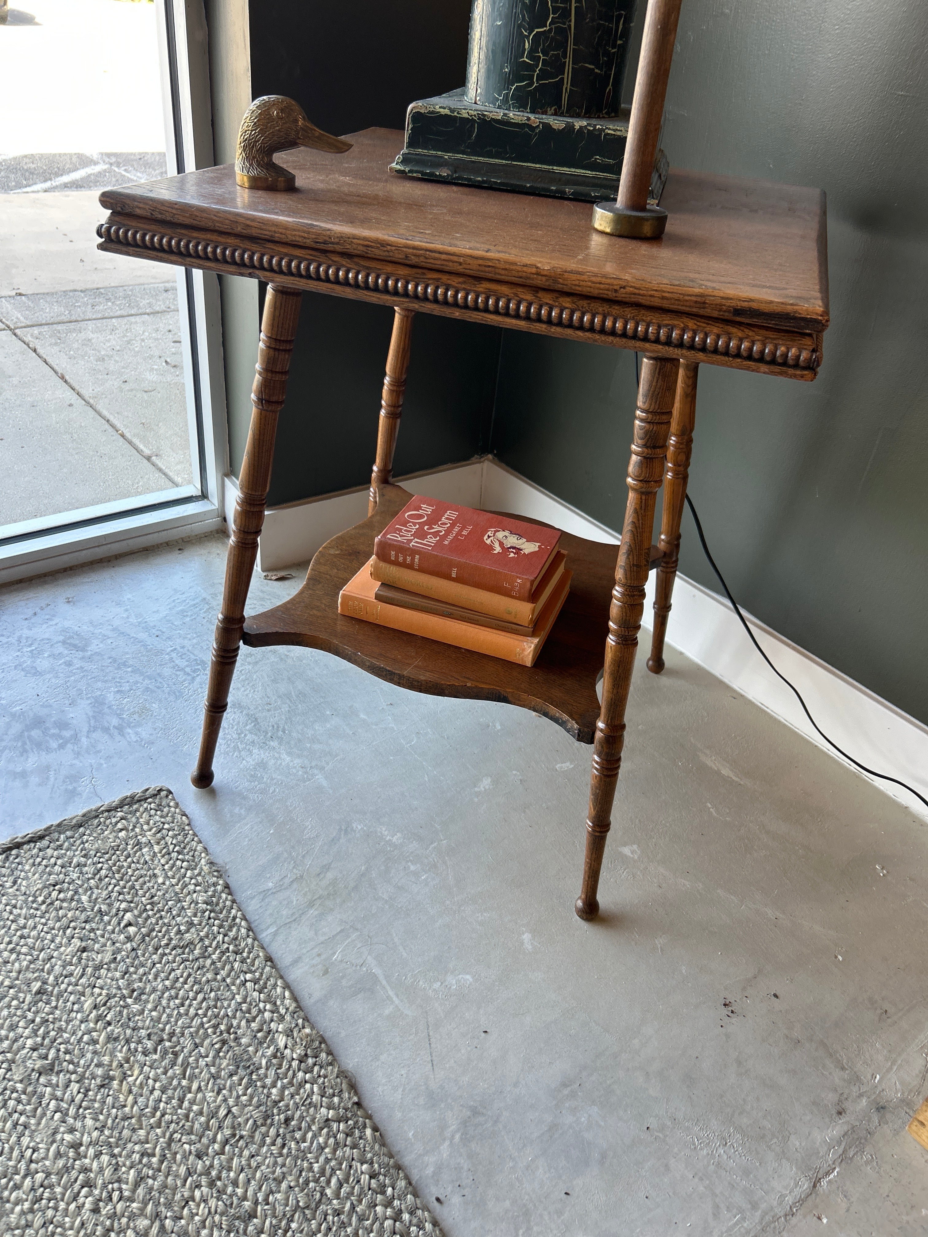 Antique Turned Leg Side Table w/Shelf - Edwardian
