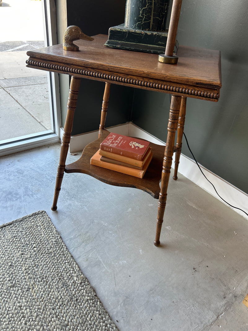 Antique Turned Leg Side Table w/Shelf - Edwardian