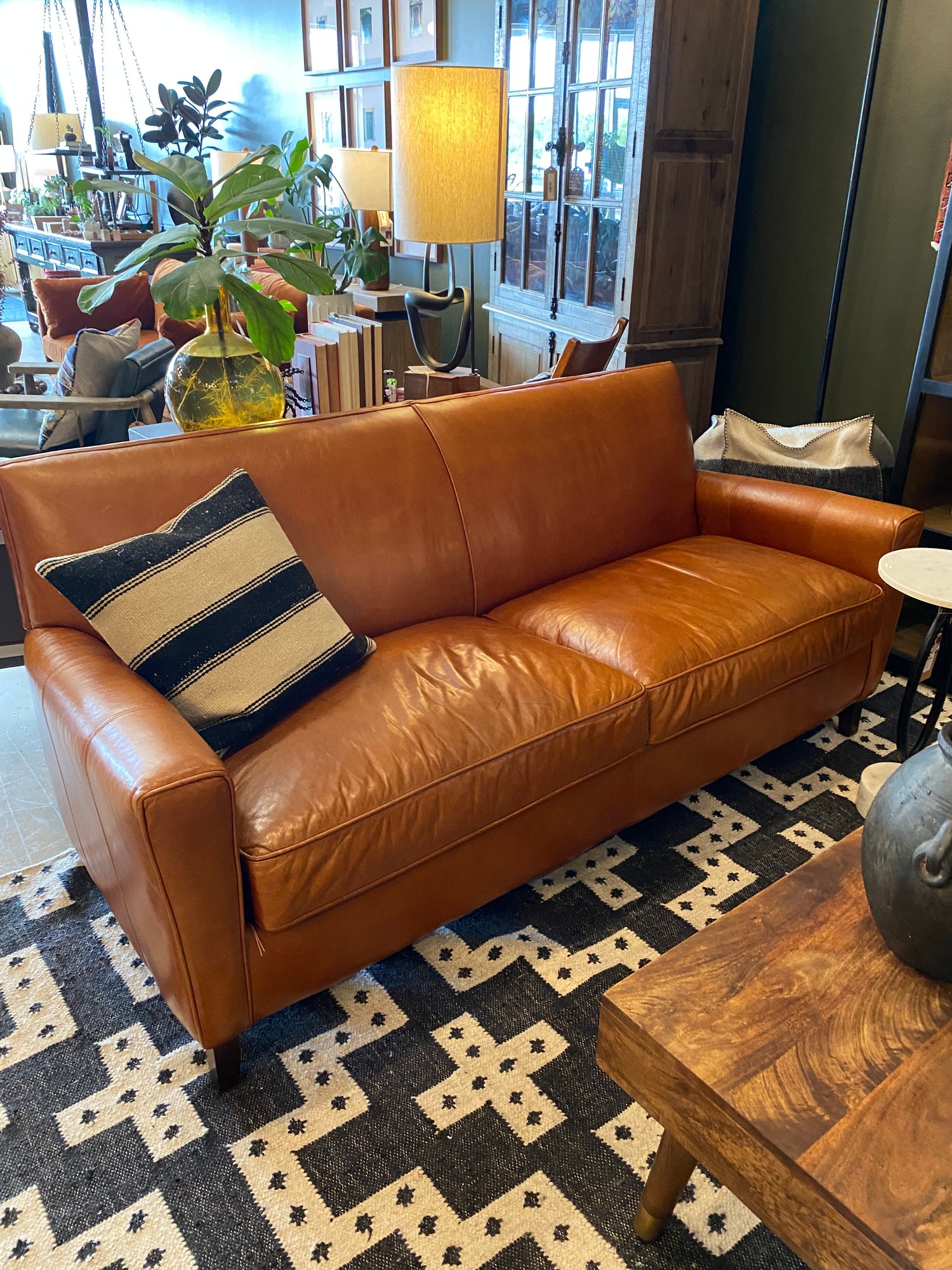 Klaussner Leather Sofa/Camel colored