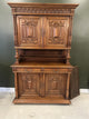 Vintage European Old-World Hutch, Carved Oak Spanish Revival
