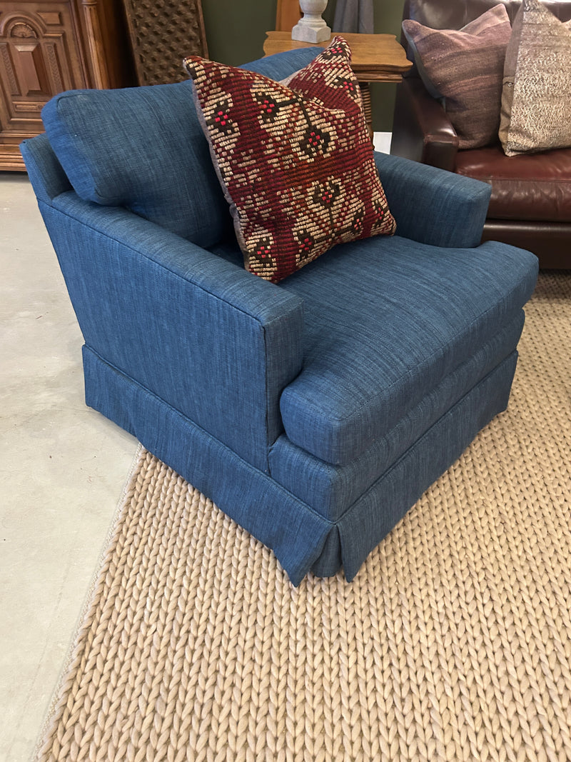 Blue Swivel Down Filled Chair