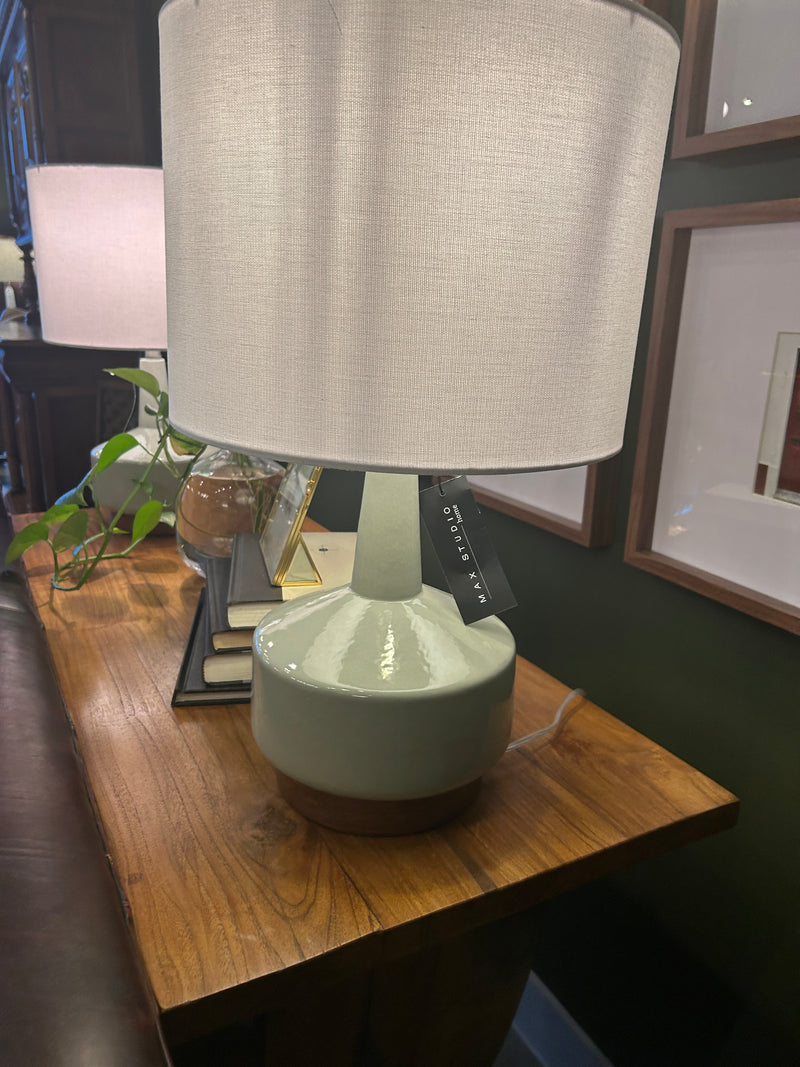 Mint Lamp/Wood Base