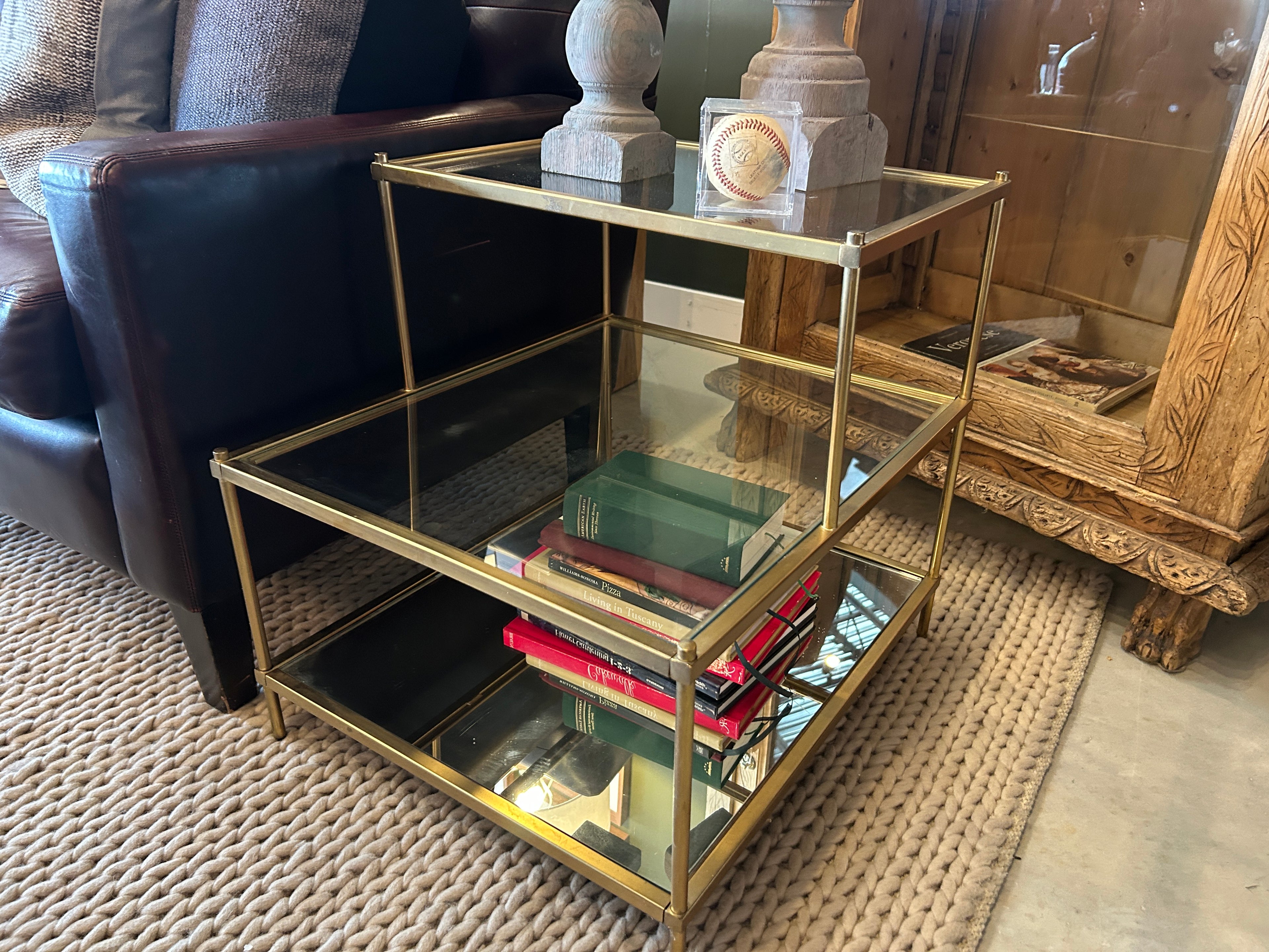 Brass Two Tiered Side Table