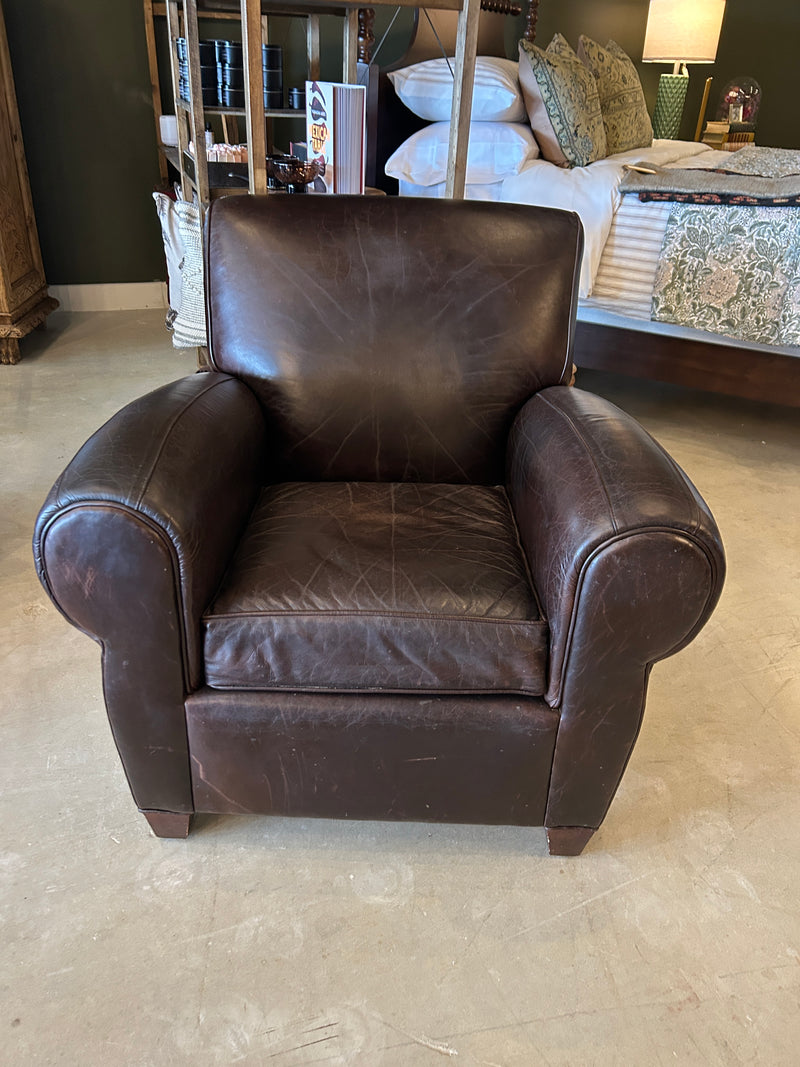 Pottery Barn Brown Leather Chair