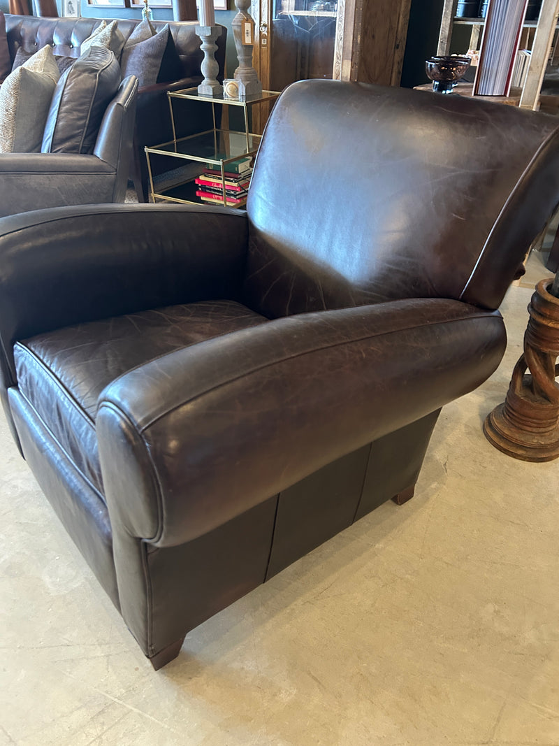Pottery Barn Brown Leather Chair