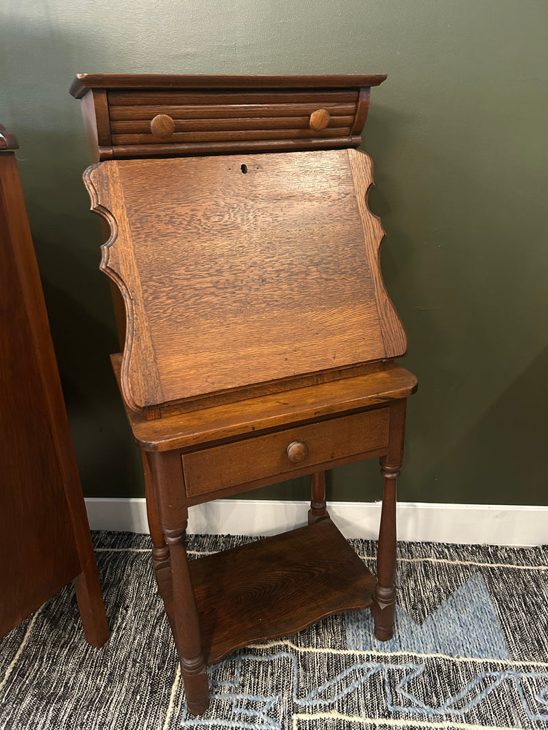 Antique Oak Drop-Front Writing Desk