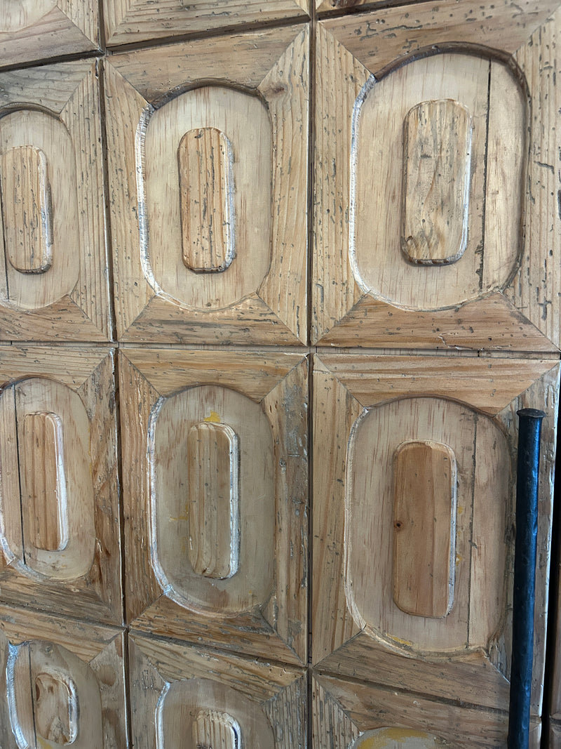 Salvaged Wood, Hand Carved Bar Hutch
