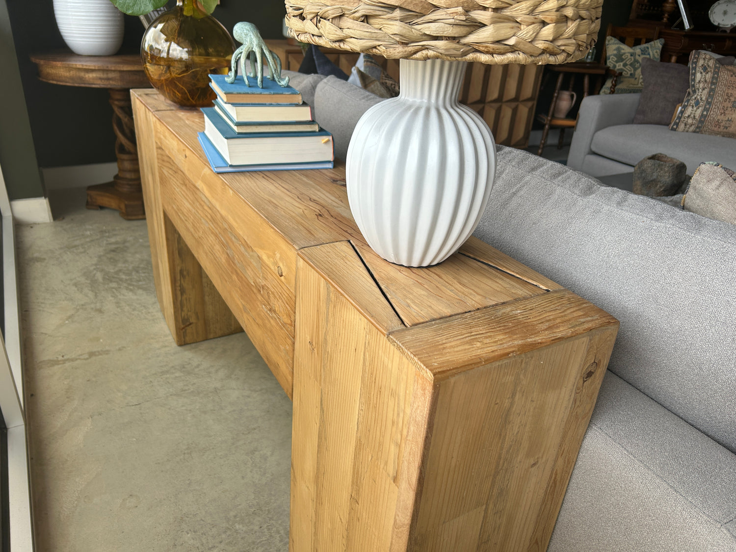 White Lamp w/ Rattan Shade