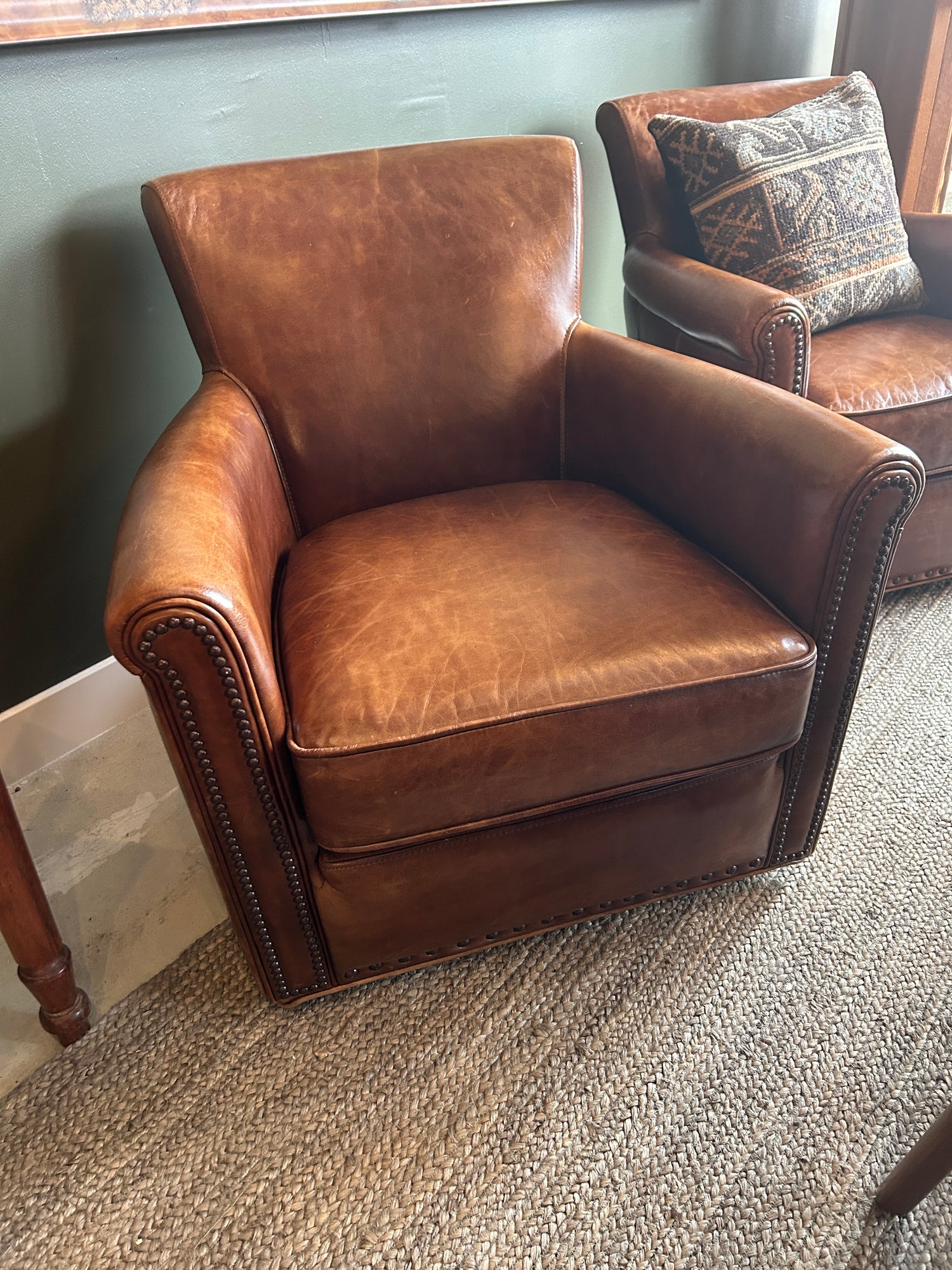 Pottery Barn Leather Chair with Nailheads